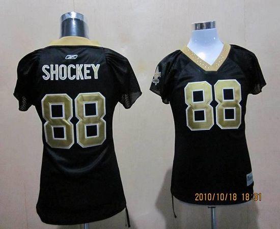 Saints #88 Jeremy Shockey Black Women's Field Flirt Stitched NFL Jersey - Click Image to Close